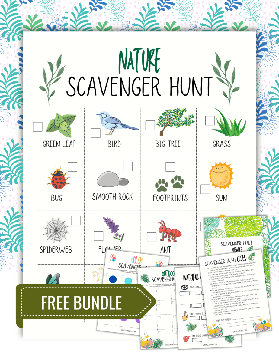 Outdoor Scavenger Hunt for Kids (With Free Printables) • Mindfulmazing