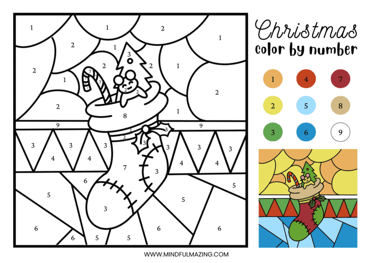 Free Christmas Color by Number Printables • Mindfulmazing.com