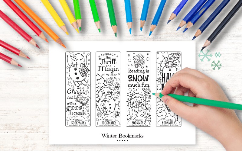 printable winter coloring bookmarks pdf