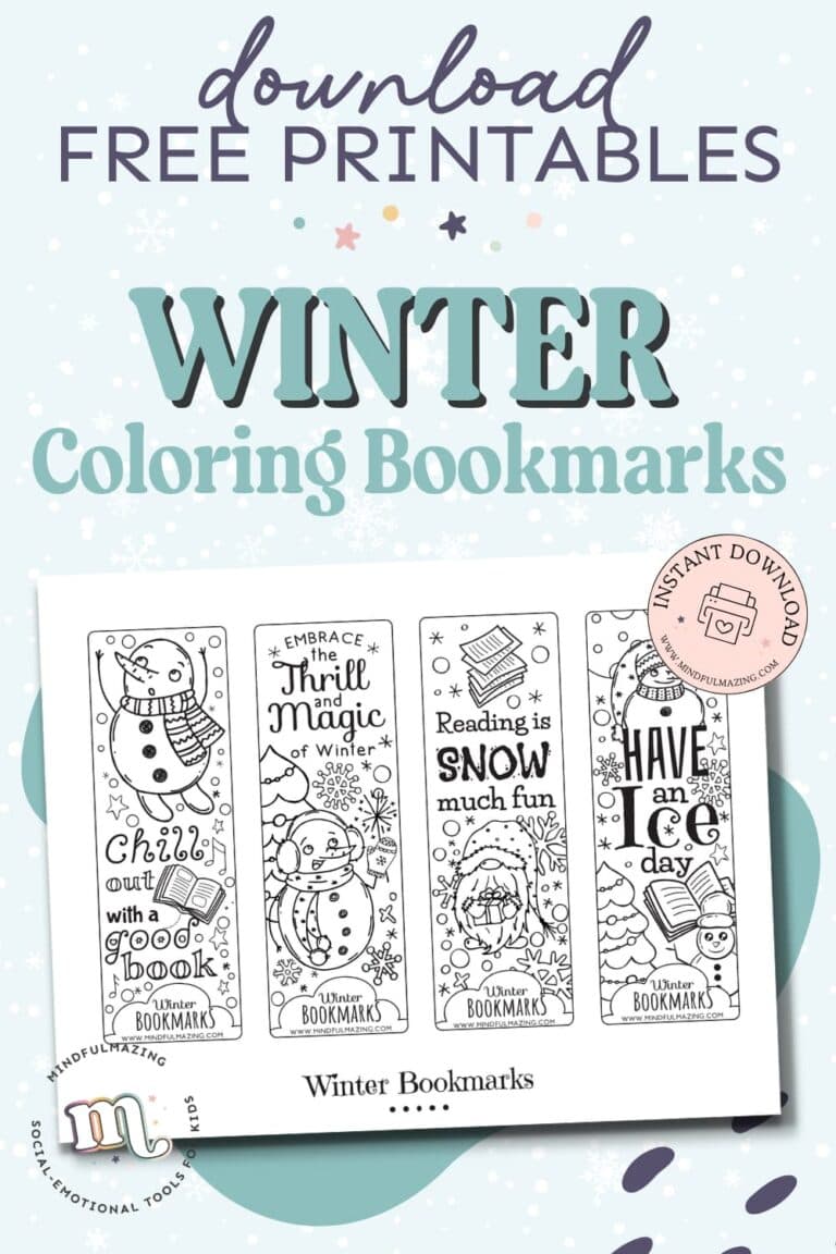 Free Printable Winter Coloring Bookmarks • Mindfulmazing.com
