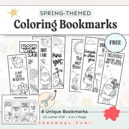 8 Free Printable Spring Coloring Bookmarks For Kids • Mindfulmazing.com