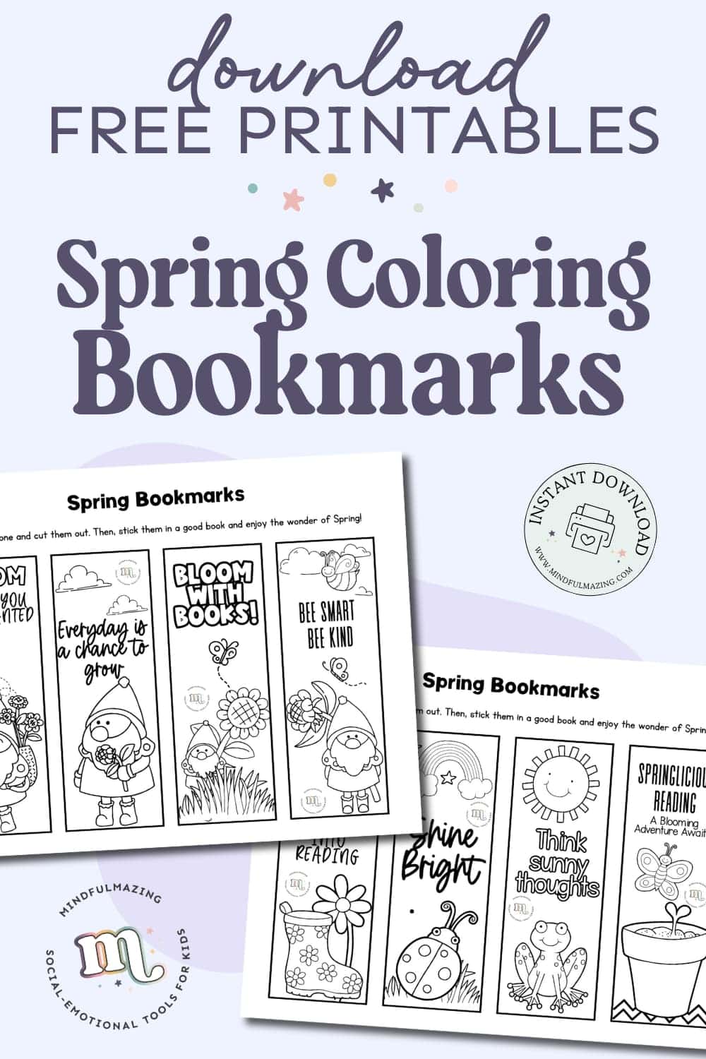 8 Free Printable Spring Coloring Bookmarks For Kids • Mindfulmazing.com