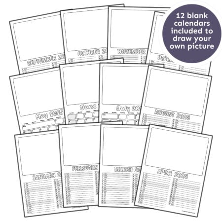 Free Printable 2025 Monthly Calendar for Kids [Lined] • Mindfulmazing.com