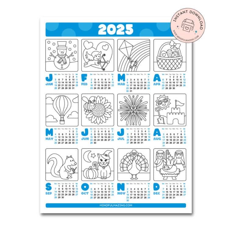 8 Free One-Page Yearly Calendars for 2025 [Color & Draw ...